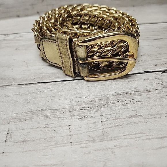 Accessories - VINTAGE GOLD BUCKLE BELT METAL CHAIN BOHO HIPPIE 1 1/4" SIZE L 45"